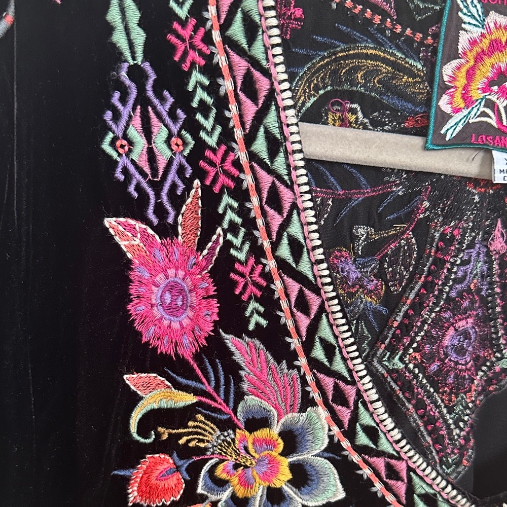 Johnny Was Black Top with Colorful Embroidery - Picture 7 of 17